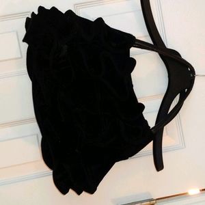 WHBM Velvet ruffled purse LIKE NEW